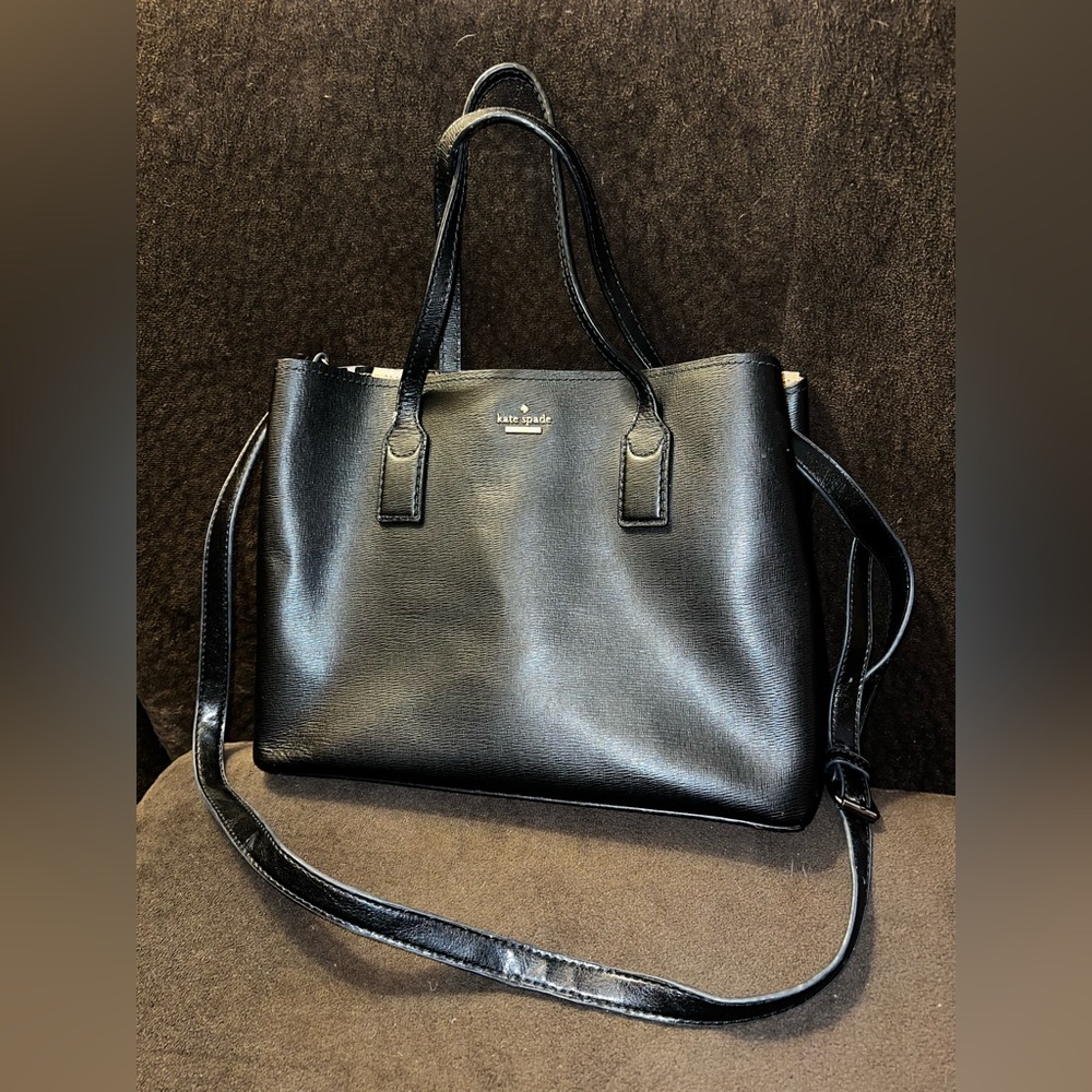kate spade Black Leather Satchel/Tote with Removable Strap